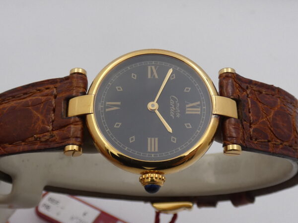 Cartier Tank Vermeil Gold Mantel NEW OLD STOCK Box & Papers 590004 Silver 925 18Kt G.F. Anni '90