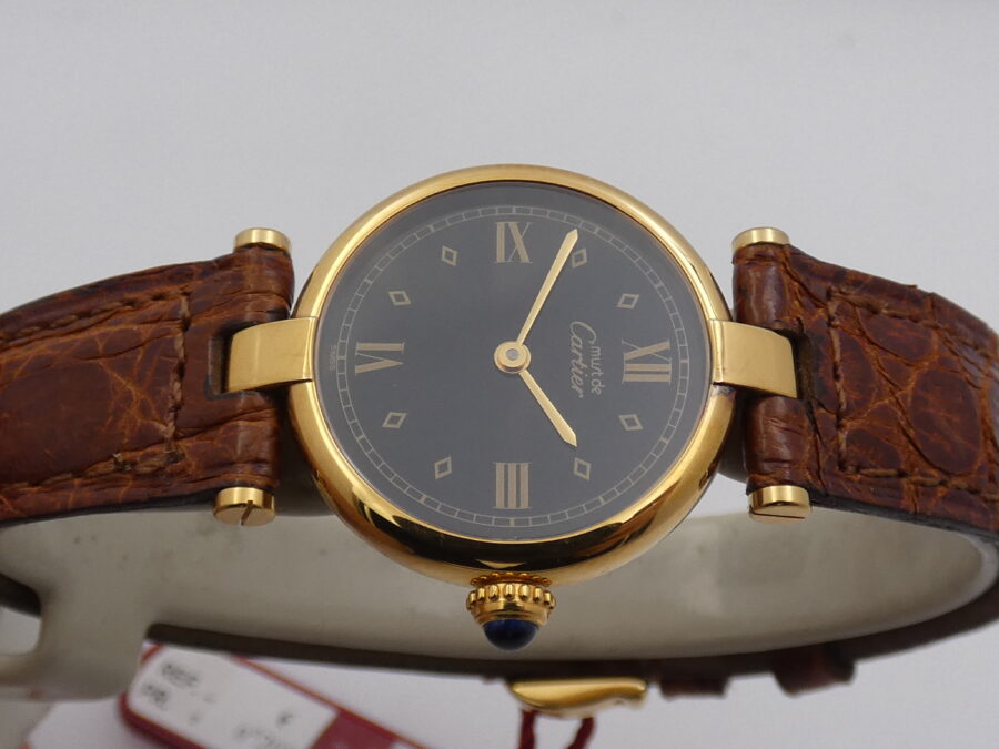 Cartier Tank Vermeil Gold Mantel NEW OLD STOCK Box & Papers 590004 Silver 925 18Kt G.F. Anni '90 - immagine 3