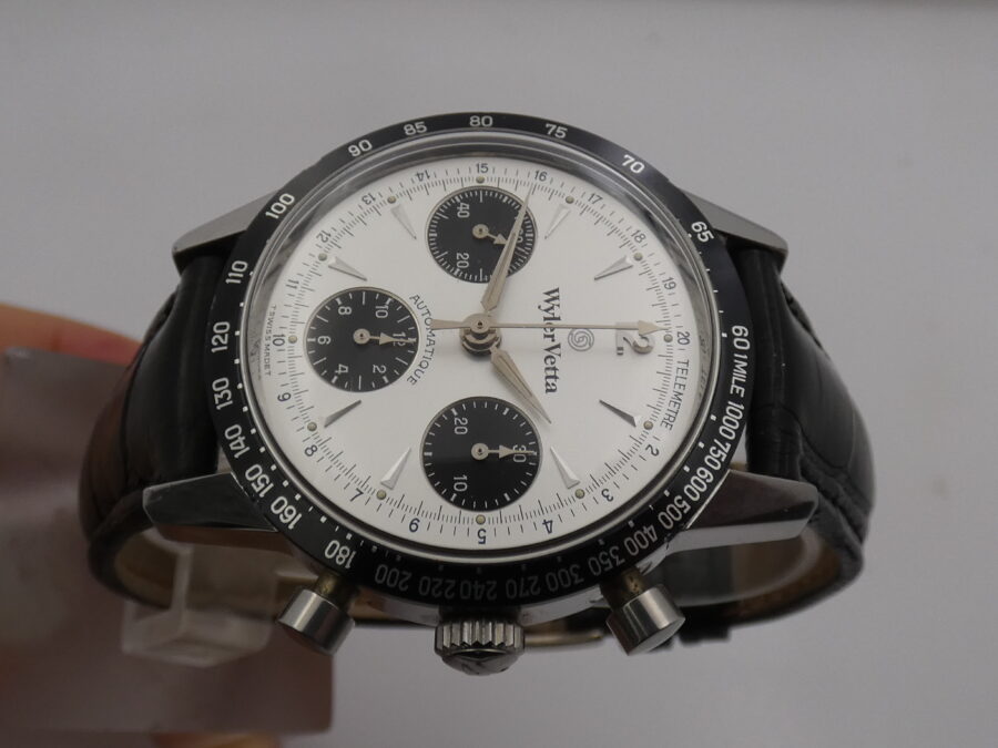 Wyler Vetta Chronograph Panda BOX & PAPERS Tritium Dial Automatico Acciaio Anno '90 - immagine 3