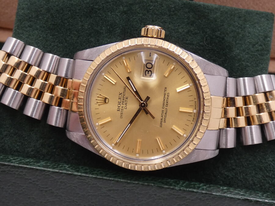 Rolex Oyster Perpetual Date15053 Steel & 18 Kt Gold WITH PAPERS Serviced in Rolex Year 1986 - immagine 4