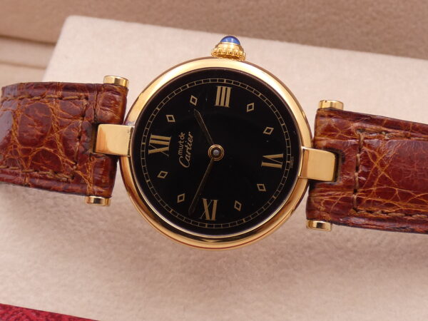 Cartier Tank Vermeil Gold Mantel NEW OLD STOCK Box & Papers 590004 Silver 925 18Kt G.F. Anni '90