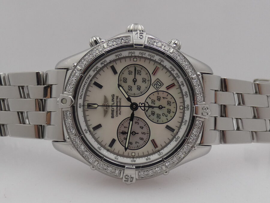 Breitling Shadow Flyback Chronograph DIAMONDS BEZEL MOP DIAL Box & Papers Anno 2005 Automatico Acciaio - immagine 4