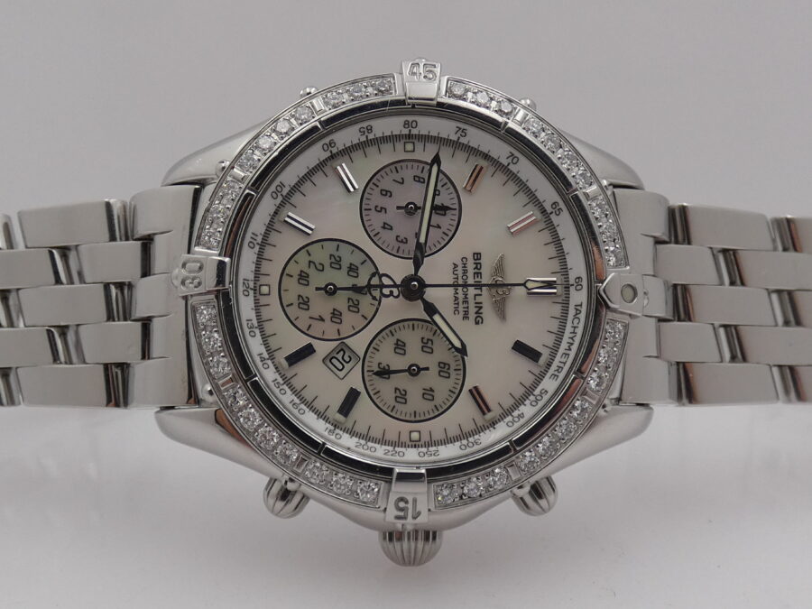 Breitling Shadow Flyback Chronograph DIAMONDS BEZEL MOP DIAL Box & Papers Anno 2005 Automatico Acciaio - immagine 5