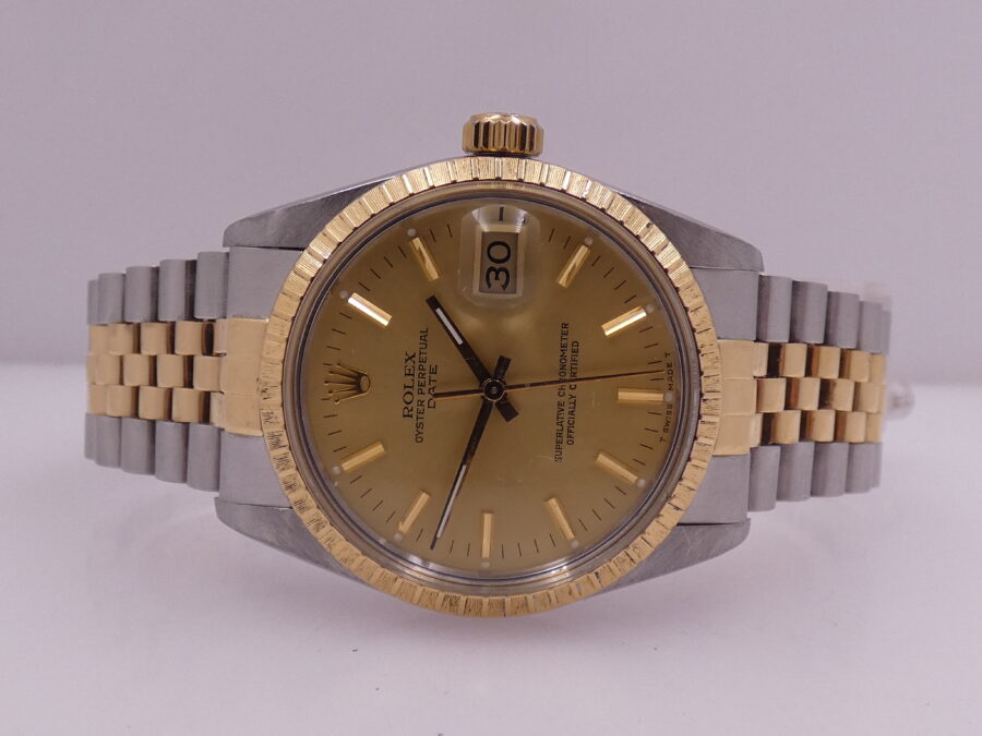 Rolex Oyster Perpetual Date15053 Steel & 18 Kt Gold WITH PAPERS Serviced in Rolex Year 1986 - immagine 5