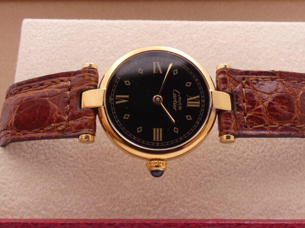 Cartier Tank Vermeil Gold Mantel NEW OLD STOCK Box & Papers 590004 Silver 925 18Kt G.F. Anni '90