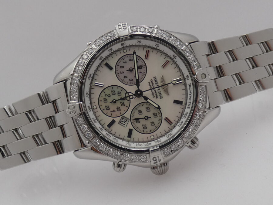 Breitling Shadow Flyback Chronograph DIAMONDS BEZEL MOP DIAL Box & Papers Anno 2005 Automatico Acciaio - immagine 6