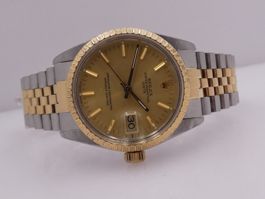 Rolex Oyster Perpetual Date15053 Steel & 18 Kt Gold WITH PAPERS Serviced in Rolex Year 1986 - immagine 6