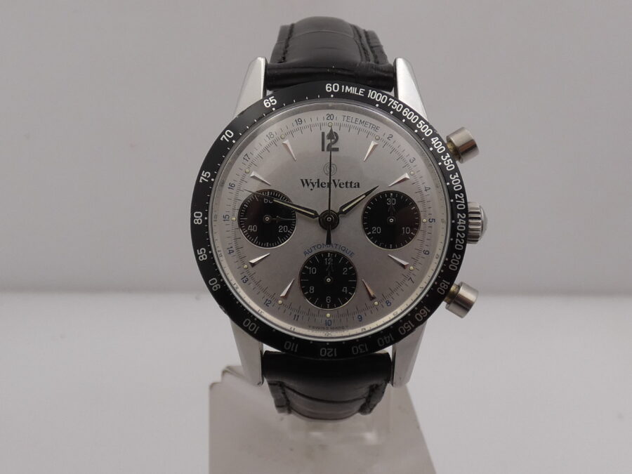 Wyler Vetta Chronograph Panda BOX & PAPERS Tritium Dial Automatico Acciaio Anno '90 - immagine 7