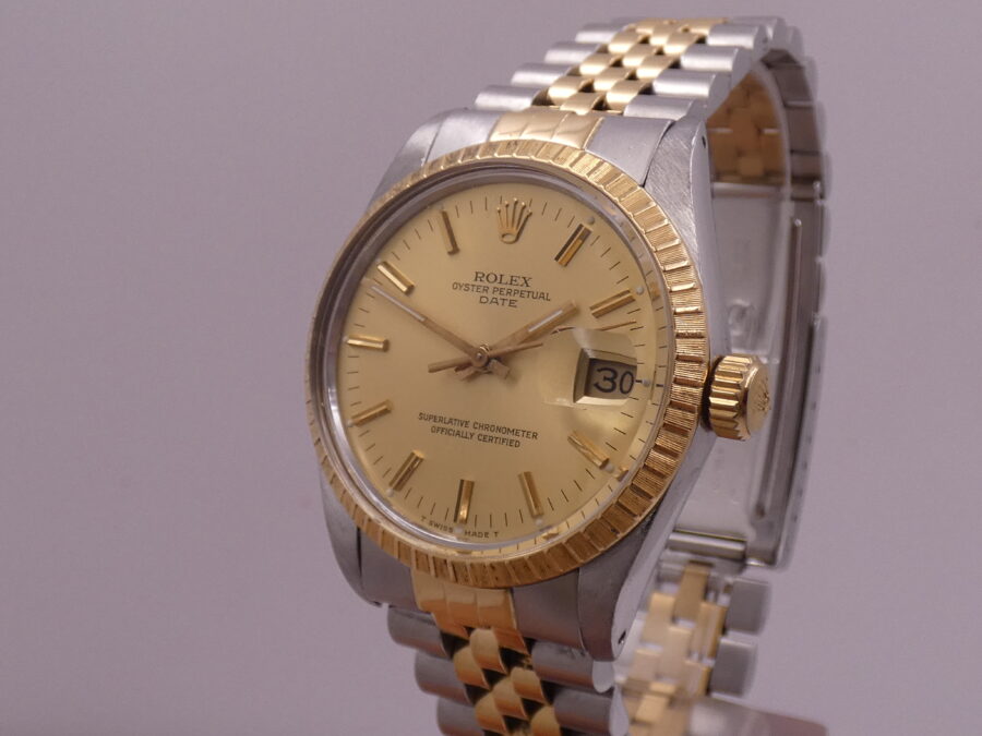 Rolex Oyster Perpetual Date15053 Steel & 18 Kt Gold WITH PAPERS Serviced in Rolex Year 1986 - immagine 8
