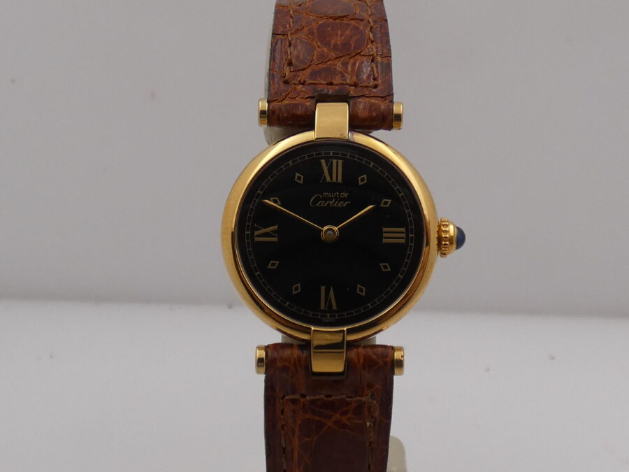 Cartier Tank Vermeil Gold Mantel NEW OLD STOCK Box & Papers 590004 Silver 925 18Kt G.F. Anni '90 - immagine 8