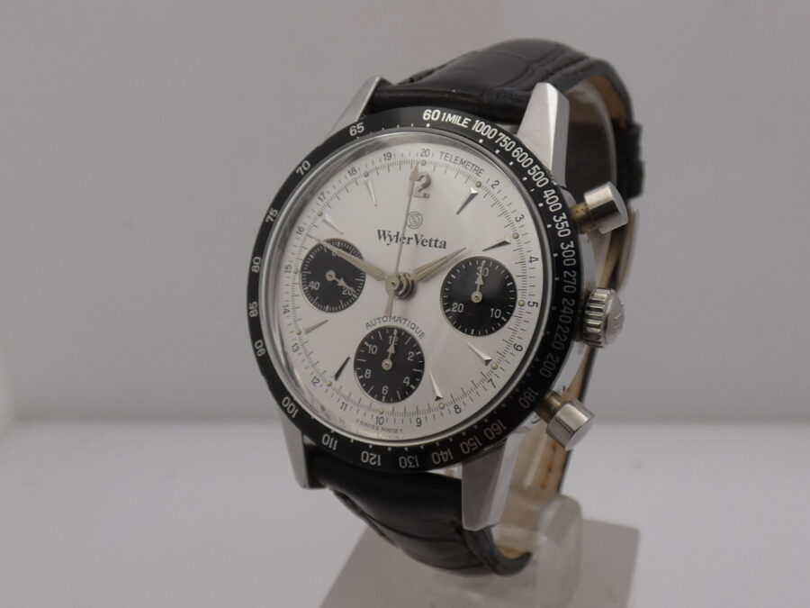 Wyler Vetta Chronograph Panda BOX & PAPERS Tritium Dial Automatico Acciaio Anno '90 - immagine 8