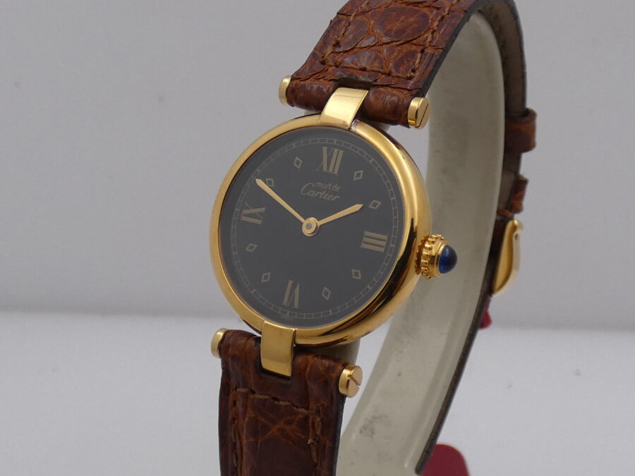 Cartier Tank Vermeil Gold Mantel NEW OLD STOCK Box & Papers 590004 Silver 925 18Kt G.F. Anni '90 - immagine 9