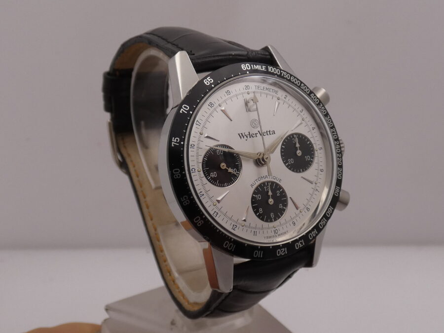 Wyler Vetta Chronograph Panda BOX & PAPERS Tritium Dial Automatico Acciaio Anno '90 - immagine 9