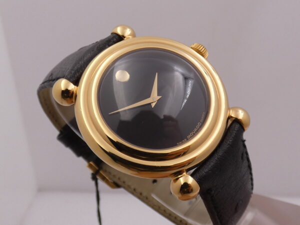 Movado Museum Bubble 37mm NEW OLD STOCK 18 Kt G.F BOX & PAPERS Years '90 Never Worn