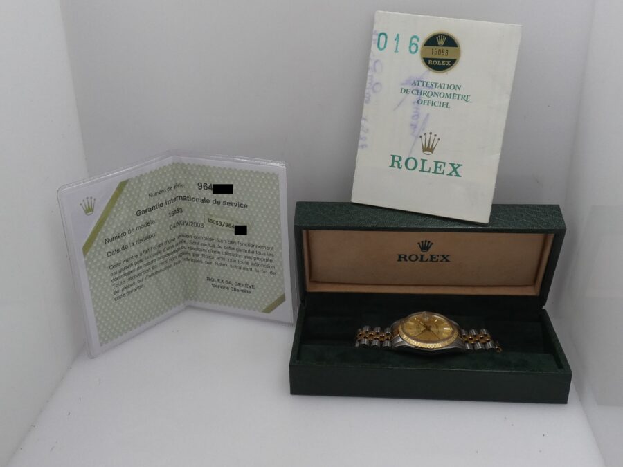 Rolex Oyster Perpetual Date15053 Steel & 18 Kt Gold WITH PAPERS Serviced in Rolex Year 1986 - immagine 10