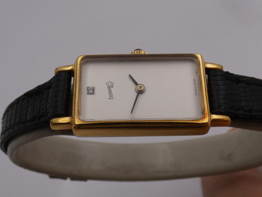 Eberhard & Co. Rectangular Diamond With Papers 18Kt G.F. Manuale Ladies Anni '80