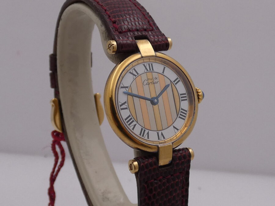 Cartier Gold Mantel Tank Vermeil TRIDOR DIAL N.O.S. BOX&PAPERS 590004 Silver 925 18Kt G.F. - immagine 11