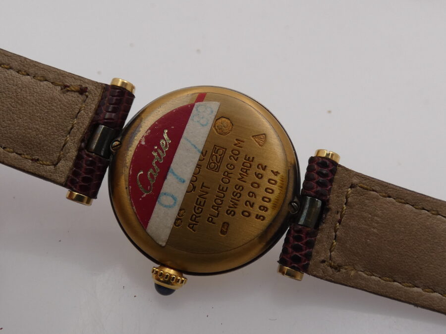 Cartier Gold Mantel Tank Vermeil TRIDOR DIAL N.O.S. BOX&PAPERS 590004 Silver 925 18Kt G.F. - immagine 17