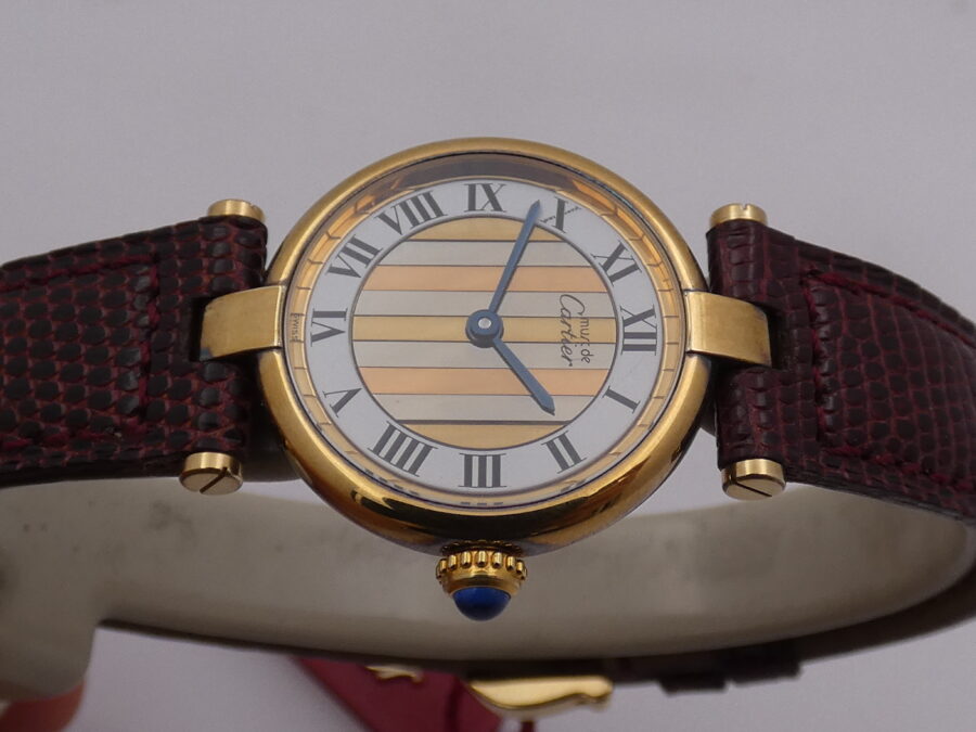 Cartier Gold Mantel Tank Vermeil TRIDOR DIAL N.O.S. BOX&PAPERS 590004 Silver 925 18Kt G.F. - immagine 3
