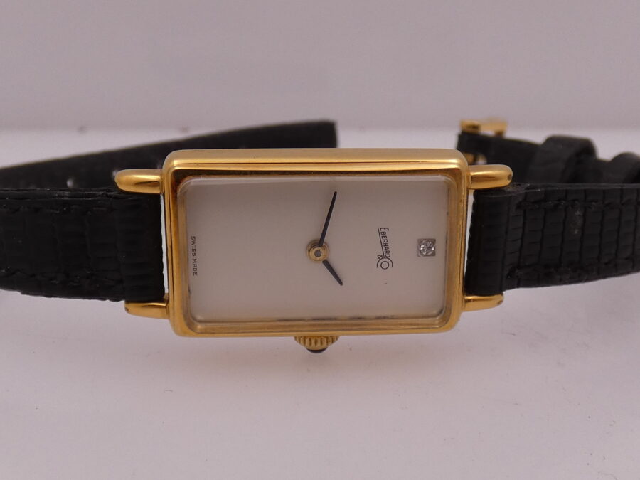 Eberhard & Co. Rectangular Diamond With Papers 18Kt G.F. Manuale Ladies Anni '80 - immagine 6