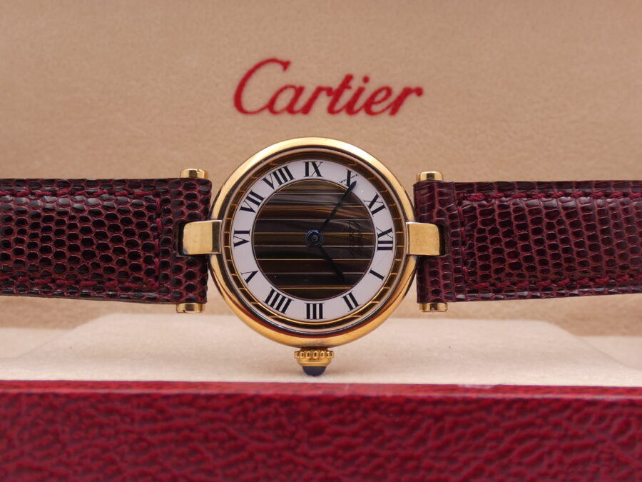 Cartier Gold Mantel Tank Vermeil TRIDOR DIAL N.O.S. BOX&PAPERS 590004 Silver 925 18Kt G.F. - immagine 6