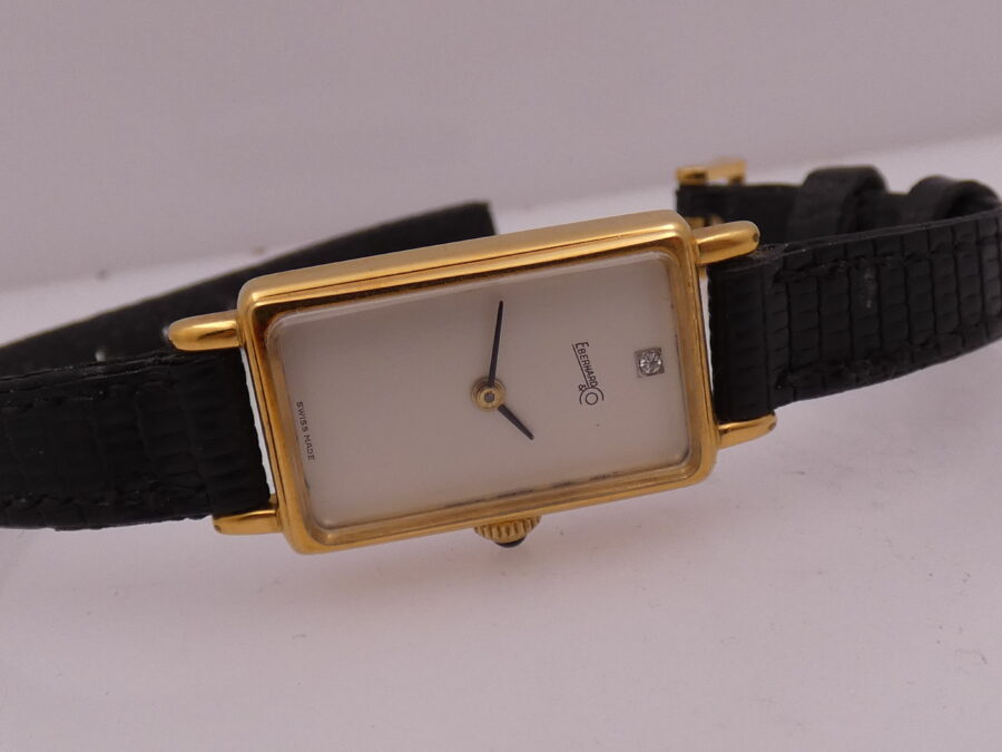 Eberhard & Co. Rectangular Diamond With Papers 18Kt G.F. Manuale Ladies Anni '80 - immagine 7