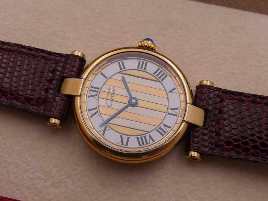 Cartier Gold Mantel Tank Vermeil TRIDOR DIAL N.O.S. BOX&PAPERS 590004 Silver 925 18Kt G.F. - immagine 7