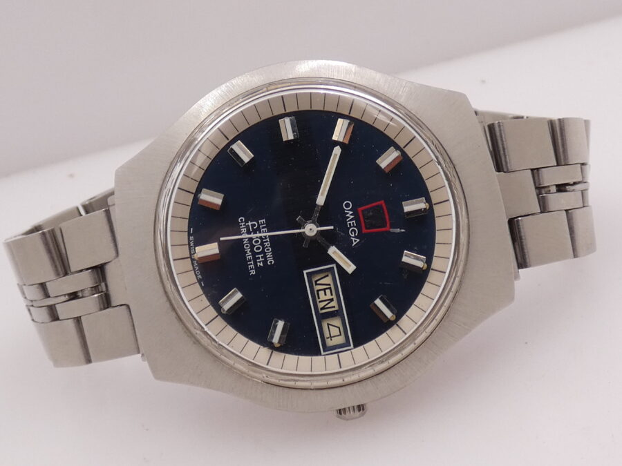 Omega Genève Electronic F300 Hz Diapason Chronometer Day-Date Oversize 40mm Acciaio Anno 1973 - immagine 7