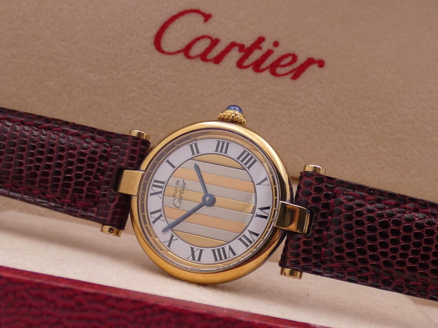 Cartier Gold Mantel Tank Vermeil TRIDOR DIAL N.O.S. BOX&PAPERS 590004 Silver 925 18Kt G.F. - immagine 8