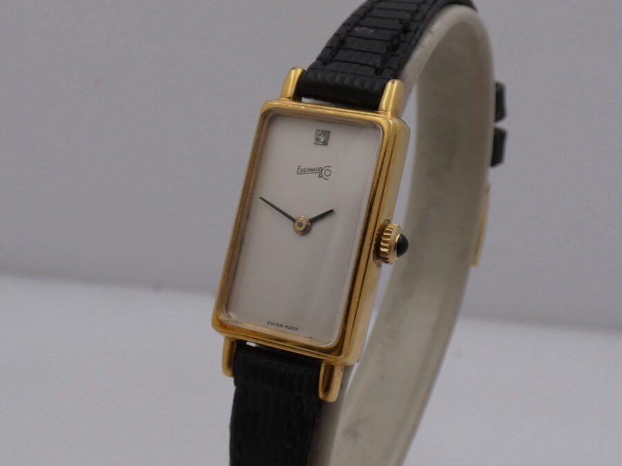 Eberhard & Co. Rectangular Diamond With Papers 18Kt G.F. Manuale Ladies Anni '80 - immagine 9