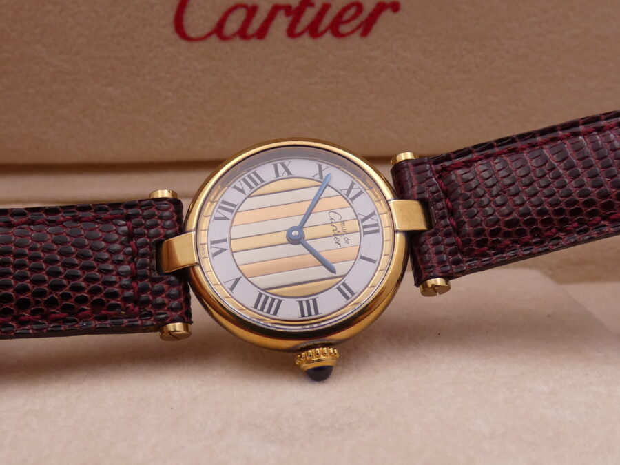 Cartier Gold Mantel Tank Vermeil TRIDOR DIAL N.O.S. BOX&PAPERS 590004 Silver 925 18Kt G.F. - immagine 9