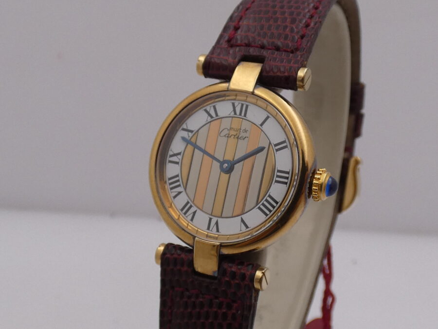 Cartier Gold Mantel Tank Vermeil TRIDOR DIAL N.O.S. BOX&PAPERS 590004 Silver 925 18Kt G.F. - immagine 10