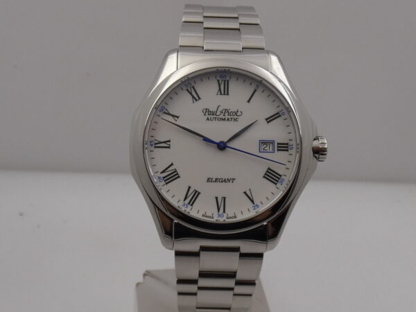 Paul Picot Elegant 43mm Automatic 9253 Acciaio LIKE NEW With BOX Roman Dial With Bracelet
