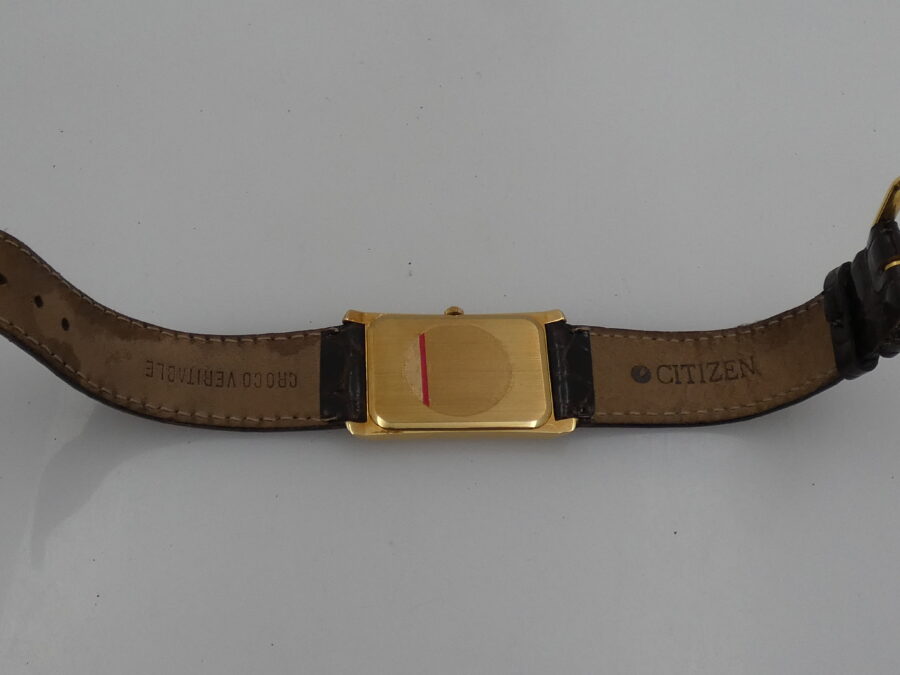 Citizen N.O.S Tank Ultra Thin Rectangular Oro 18Kt NEW OLD STOCK With BOX Leaf Hands ANNI '90 - immagine 12