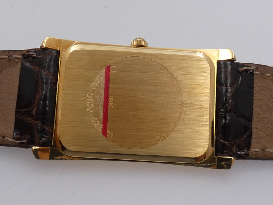 Citizen N.O.S Tank Ultra Thin Rectangular Oro 18Kt NEW OLD STOCK With BOX Leaf Hands ANNI '90 - immagine 16