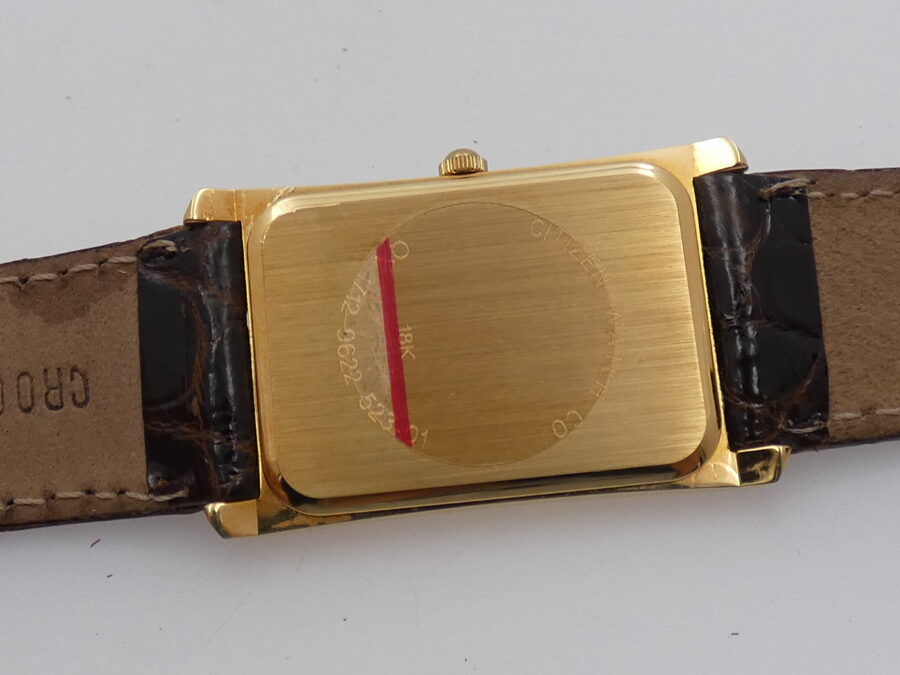 Citizen N.O.S Tank Ultra Thin Rectangular Oro 18Kt NEW OLD STOCK With BOX Leaf Hands ANNI '90 - immagine 17