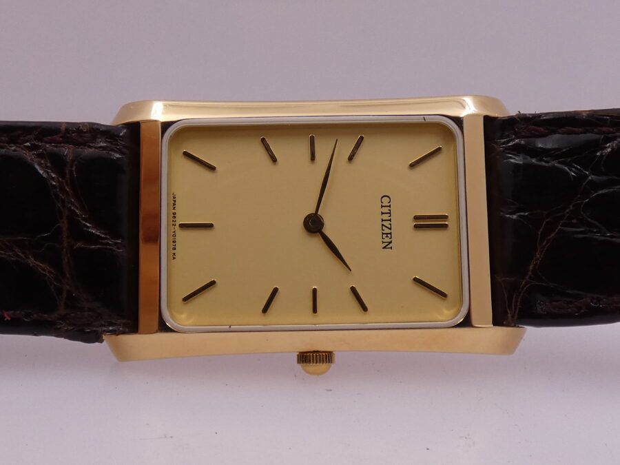 Citizen N.O.S Tank Ultra Thin Rectangular Oro 18Kt NEW OLD STOCK With BOX Leaf Hands ANNI '90 - immagine 6
