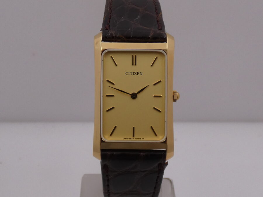 Citizen N.O.S Tank Ultra Thin Rectangular Oro 18Kt NEW OLD STOCK With BOX Leaf Hands ANNI '90 - immagine 8