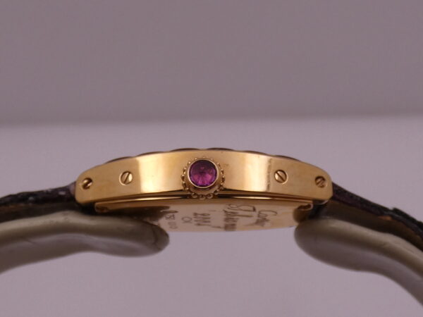 Cartier Tonneau Mini Tonneau Unique 18 Kt Rose Gold Limited Edition Tourmalines Bezel BOX&PAPERS Year 2004