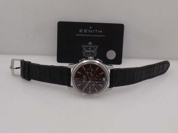 Cronografo Zenith Captain Chronograph El Primero Chocolate 42mm With PAPERS Acciaio Anno 2011 Automatico