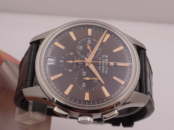Cronografo Zenith Captain Chronograph El Primero Chocolate 42mm With PAPERS Acciaio Anno 2011 Automatico