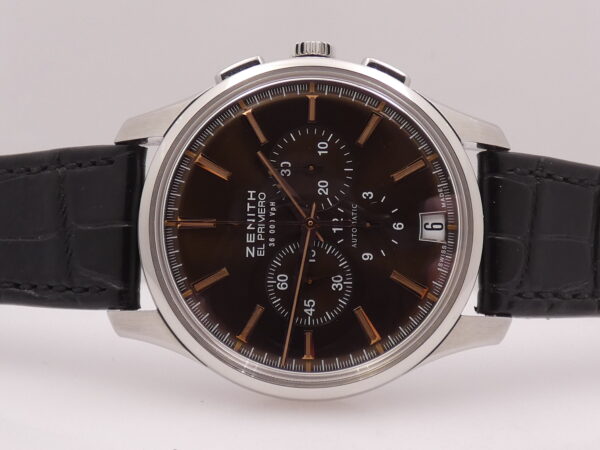 Cronografo Zenith Captain Chronograph El Primero Chocolate 42mm With PAPERS Acciaio Anno 2011 Automatico