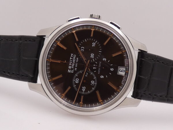 Cronografo Zenith Captain Chronograph El Primero Chocolate 42mm With PAPERS Acciaio Anno 2011 Automatico