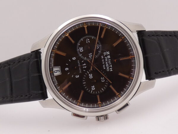 Cronografo Zenith Captain Chronograph El Primero Chocolate 42mm With PAPERS Acciaio Anno 2011 Automatico