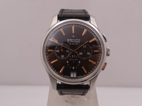 Cronografo Zenith Captain Chronograph El Primero Chocolate 42mm With PAPERS Acciaio Anno 2011 Automatico