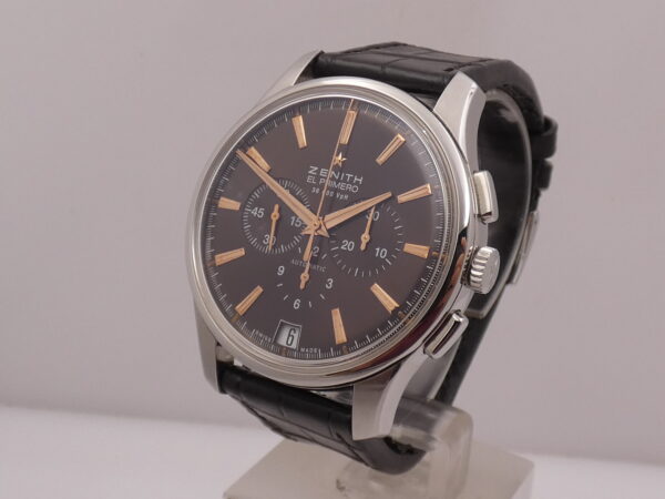 Cronografo Zenith Captain Chronograph El Primero Chocolate 42mm With PAPERS Acciaio Anno 2011 Automatico