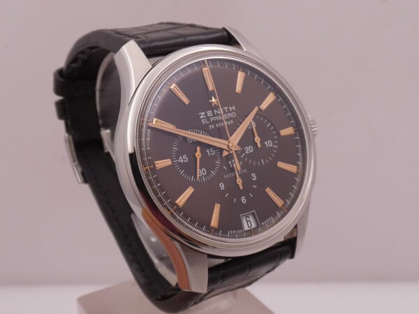 Cronografo Zenith Captain Chronograph El Primero Chocolate 42mm With PAPERS Acciaio Anno 2011 Automatico
