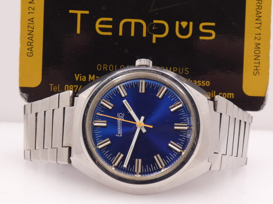 Eberhard & Co. Vintage Ultra Thin Bracelet Blue Dial Hand Winding Years'70s Stainless Steel - immagine 2