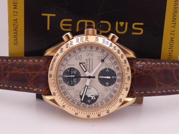 Omega Speedmaster Triple Date 18Kt Rose Gold NEAR N.O.S. BOX&PAPERS Italia Year 1998 Automatic