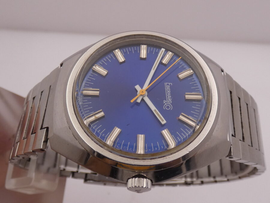 Eberhard & Co. Vintage Ultra Thin Bracelet Blue Dial Hand Winding Years'70s Stainless Steel - immagine 3